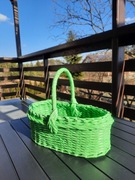 Koszyczek wiklinowy owalny, Zielony Koszyk wielkanocny