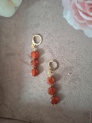 Kolczyki handmade z naturalnych kamieni agat czerwony
