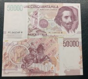 Włochy, Italia 50000 lirę 1992 UNC