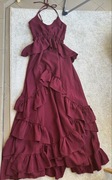 Sukienka bordowa maxi falbany boho italy