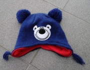 czapka uszatka na polarze pompony miś 