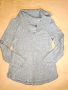 Szary sweter z rozpinanym ozdobnym golfem rozmiar S