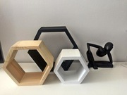 DREWNIANA półka, heksagony, 3 sztuki, ścienna, stojąca, 0251