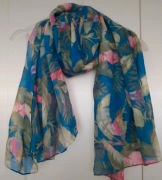 Ptaki ptaszki liście szal szalik długi wiosenny letni pareo wiosna lato