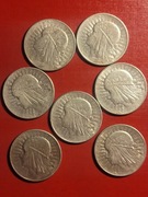 Zestaw SIEDMIU SREBRNYCH MONET 5 ZŁ Głowa  Kobiety      ZZM 1933   