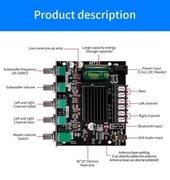 ZK-MT21 płytka wzmacniacza 2.1 z Bluetooth 2x50W+1x100W AUX