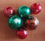 Stare bombki szklane choinkowe ręcznie malowane PRL 6 sztuk