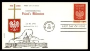 Filatelistyka USA FDC 1966 Milenium Polski Washington