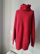 Nowy piękny golf sweter M/38 bordowy czerwony designers remix merino wool