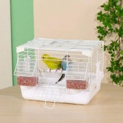 Klatka dla ptaków metalowa biała + akcesoria transporter 29 cm