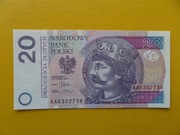 20 zł Bolesław Chrobry UNC seria AA 2012