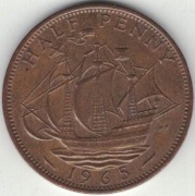 Wielka Brytania half penny 1/2 pensa 1965 - 25,4 mm - nr 2