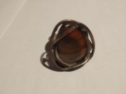 Stary pierścionek z bursztynem,old dizaine Denmark 