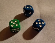 ZESTAW ŚWIETNYCH KOŚCI (KOŚĆ ZIELONA, NIEBIESKA) K6 (TRZY 3 SZTUKI)