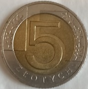 5 zł destrukt, uszkodzona