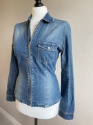 Jeansowa koszula damska taliowana na zamek true denim jesień 