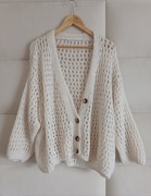 Sweter kardigan ażurowy Made in Italy S M L wełna moher Zara cocomore
