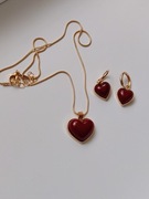 Zestaw biżuterii złoty kolor serca naszyjnik i kolczyki 