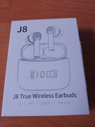 Słuchawki bezprzewodowe J8 białe LED Bluetooth 5.3 