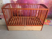 Łóżeczko dziecięce drewniane 120 x 60 cm z szufladą plus materac