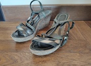 Lasocki Czarne koturny sandałki na koturnach lekkie r 37