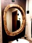 designerskie lustro do łazienki  drewniana rama plaster pnia