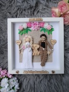 Pamiątka ślubna ramka 3D na ślub upominek makrama