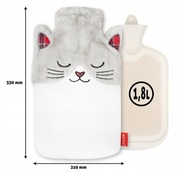 SOXO termofor pluszowy szary kot 1,8L duży na wodę 