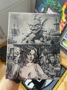 Obraz 3D na Płytce: Golem i Kobieta w Karczmie, 20x25 cm