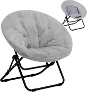 HollyHOME Moon Chair Spodek Krzesło Fotel Wygodne Składane Pluszowe Szare