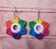 Tęczowe kolczyki na szydełku, handmade