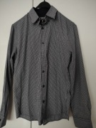 Koszula młodzieżowa S kratka czarno-biała męska 