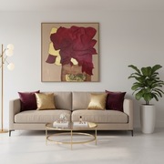 Obraz nowoczesny ręcznie malowany 70x70cm portret kobiety z kwiatem 