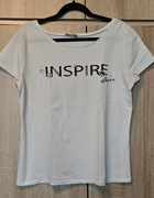 Orsay T-shirt biały napis cyrkonie  M/38