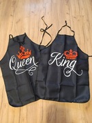 Fartuch dla pary Queen King dla niej i dla niego prezent święta 
