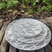 Patera metalowa 3 szt, ażurowa, talerz, najwieksza 34 cm, 