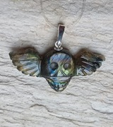 Wisiorek srebro 925 Labradoryt czaszka skrzydła unisex