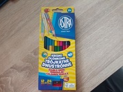 Kredki ołówkowe trójkątne dwustronne Astra 24 kolorów 12 szt.