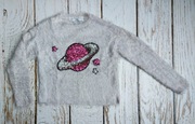 134 M&S Gołębi włochaty sweterek z cekinową planetą