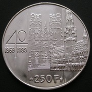 Belgia 250 franków 1999 - para królewska - srebro - odwrócony