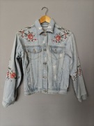 Kurtka katana jeansowa xs 34 kwiaty 
