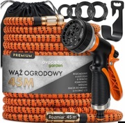 Wąż ogrodowy rozciągliwy 45 m z pistoletem i osprzętem. Premium