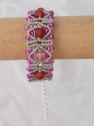 BRANSOLETKA MAKRAMA KORALIKI SZKLANE RĘKODZIEŁO 