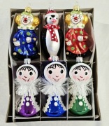 Bombki choinkowe szklane 6 szt mix kolorowe kształtki retro jak prl figurki