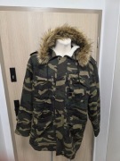 ZARA MAN Parka Kurtka L Moro Kamuflaż Ciepła Baranek Stan Idealny