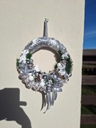 Wianek Świąteczny,Zimowy,Srebrny,Wianek na drzwi