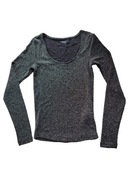 Srebrna czarna bluzka 34,XS Reserved błyszcząca długi rękaw