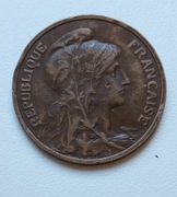 5 centimes Francja1915,brąz,w.5gr,śr.25mm,gr.1mm,st.b.dobry