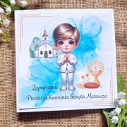 Zaproszenie na Pierwszą Komunię Świętą - zaproszenia - komunia - z kopertą