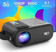 Mini projektor Bluetooth 5G, WiFi 9000 Lumenów Przenośny